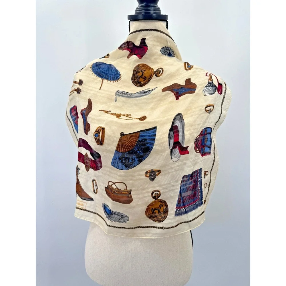 Jones New York Scarf Victorian Edwardian Motif Square Scarf Neckerchief Wrap